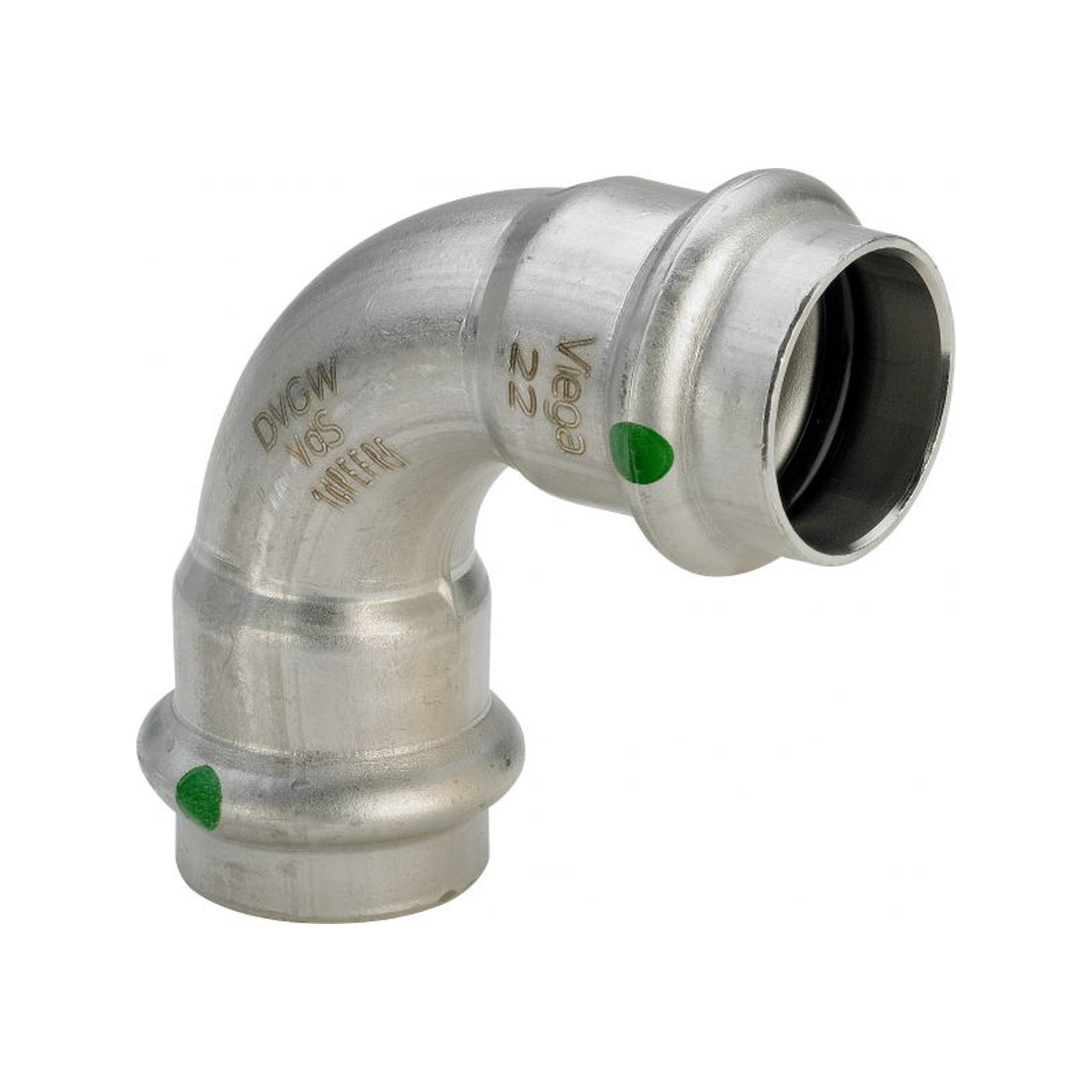 Viega Sanpress Inox Bogen 90 Grad 15 mm Edelstahl Pressfitting SC-Contur EPDM 435639 Viega Sanpress Inox Bogen 90Grad 42mm SC-Contur Edelstahl Pressanschluss EPDM 435684