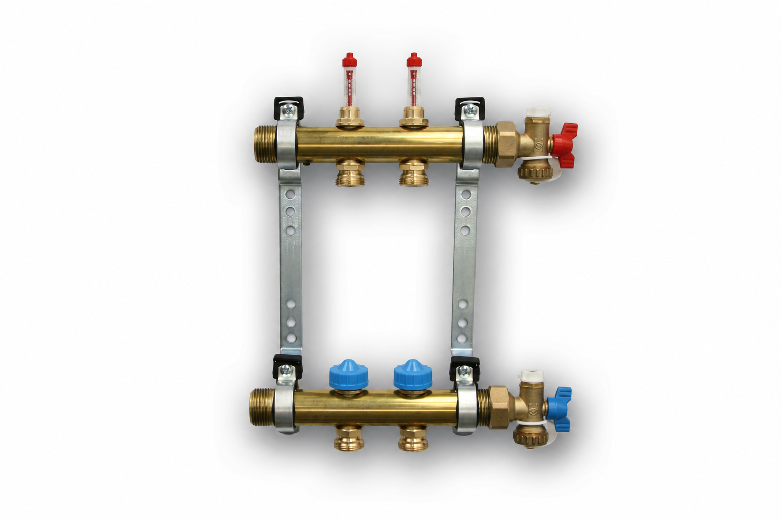 Roth Heizkreisverteiler 2-Heizkreise Messing FlatConnect mit DFA absperrbar 1115011032