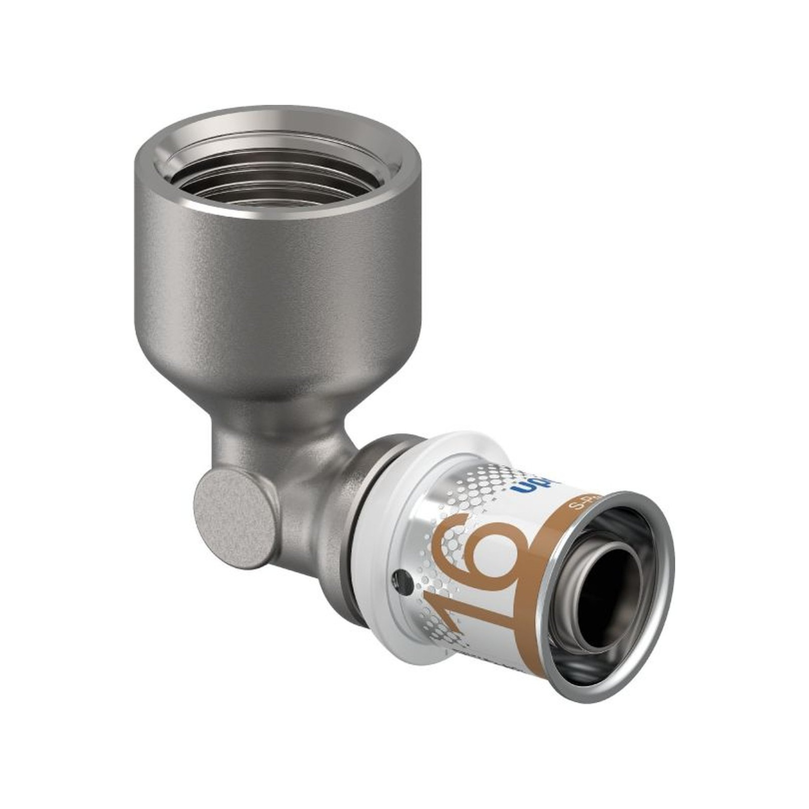 Uponor S-Press PLUS Winkelmuffe 16mm DN15 IG Pressfitting PPSU Messing verzinnt DVGW 1070539
