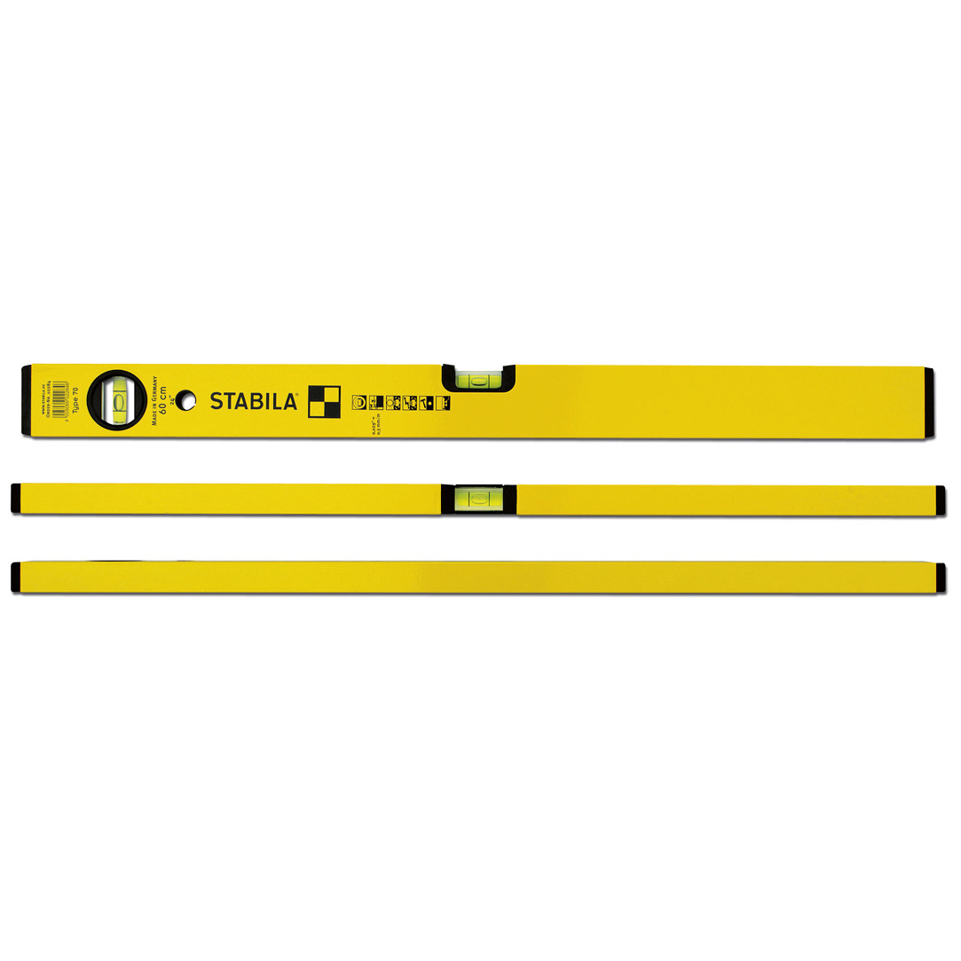 Stabila Wasserwaage Type 70 Aluminium 400mm 2 Libellen beschichtet gelb 02282