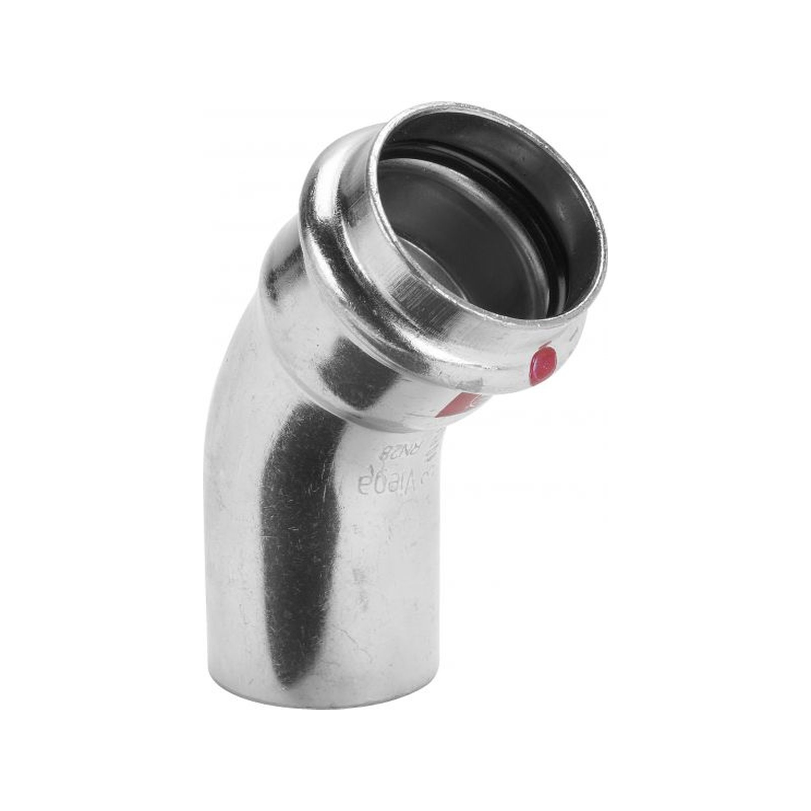 Bogen PRESTABO 45Gr.IxA 1126.1, 558338 15mm, aus unlegiertem Stahl VIEGA Prestabo Bogen 45Grad 54mm Stahl SC-Contur EPDM Dichtelement Pressanschluss 558390