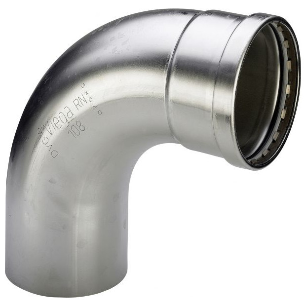 VIEGA Bogen 90 Grad Sanpress Inox 2316.1XLLF SC-Contur LABS-frei Edelstahl 88,9mm 664848