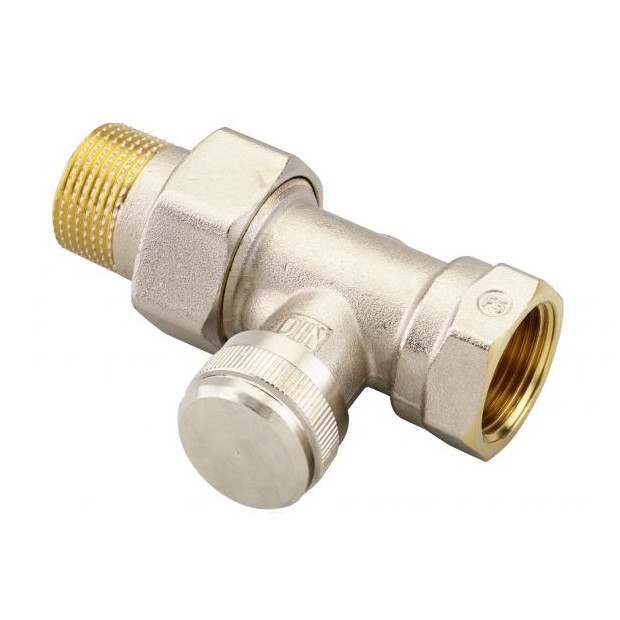 Danfoss Rücklaufverschraubung RLV 20 Durchgang R 3/4 Rp 3/4 vernickelt absperrbar regulierbar 003L0146