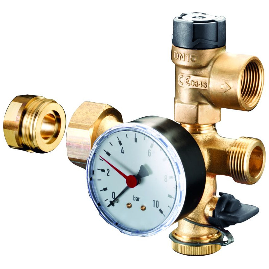 Oventrop Sicherheitsgruppen-Set Wärmeübertrager Regumat Membransicherheitsventil 3 bar Manometer KFE-Hahn Anschluss MAG 1351598
