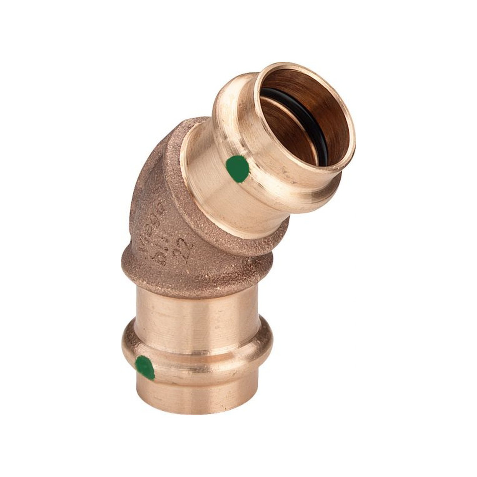 Viega Sanpress Bogen 42 mm 45 Grad SC-Contur Rotguss Siliziumbronze Pressanschluss EPDM 128531
