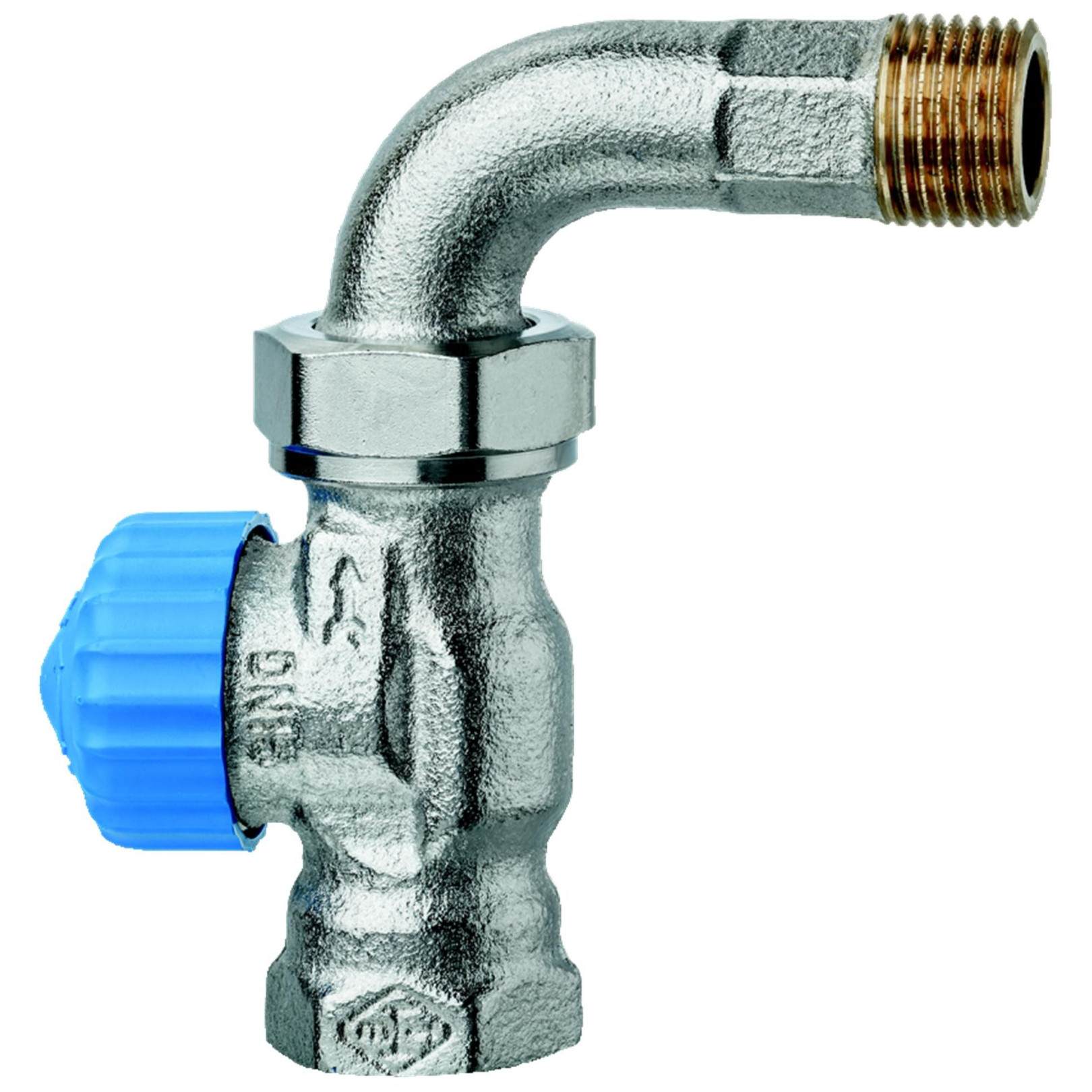 IMI Heimeier Thermostat-Ventilunterteil 2244-02.000 1-2 Zoll Rotguss vernickelt Bogenverschraubung