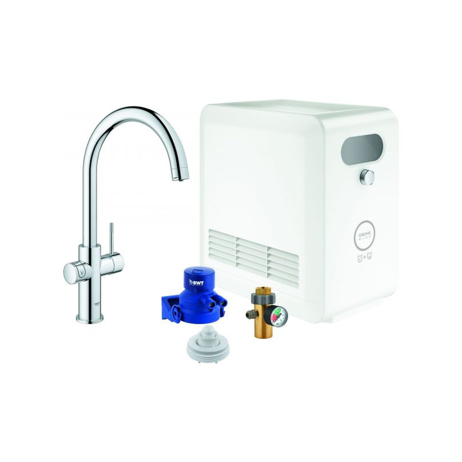 Grohe Spültischmischer Blue Professional Starter Kit C-Auslauf chrom Kühler Bluetooth WIFI 31323002
