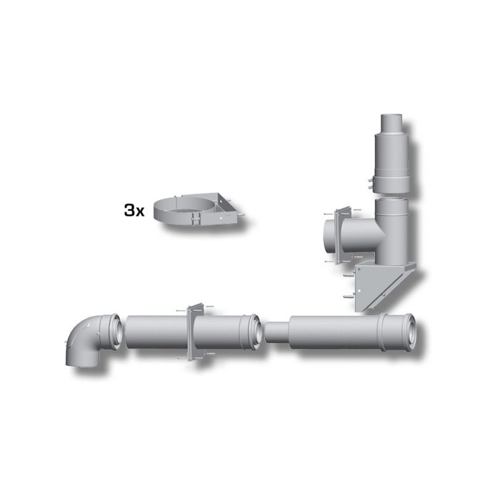 Wolf Paket Abgasleitung DN60/100 Fassade Edelstahl Wandhalterung 2651907Z01