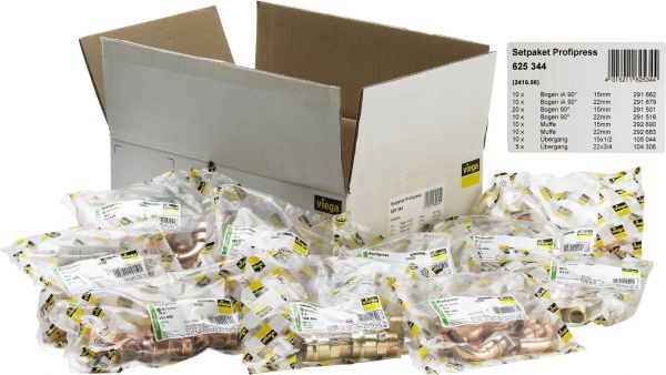 Viega Pressfittings Profipress-Paket SET-12 Kupfer Form-Verbindungsstücke 625344