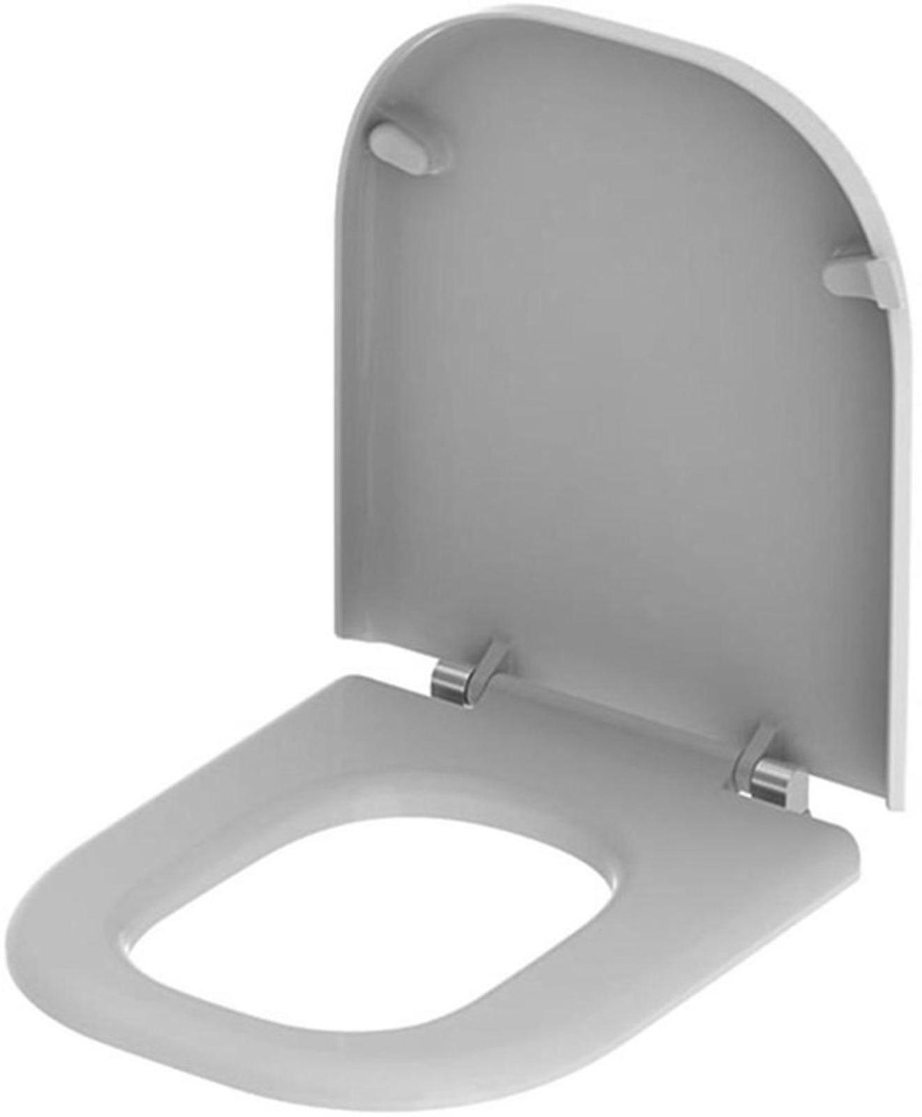 Geberit WC-Sitz Renova Comfort barriere eckiges Design antibakteriell Duroplast Edelstahl weiß 572830000