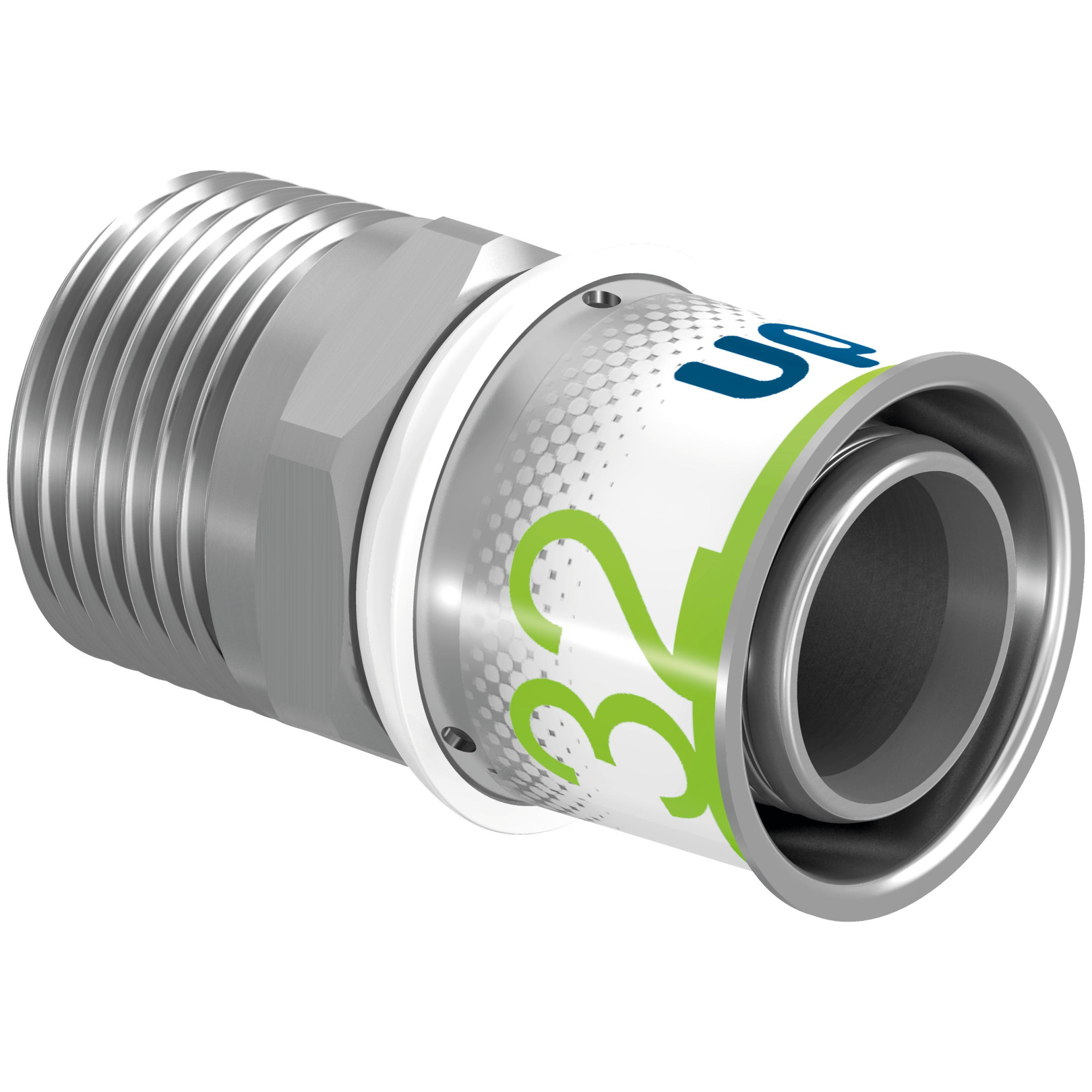 Uponor S-Press PLUS Übergangsnippel 32mm DN25 1 Zoll AG PPSU Messing verzinnt Edelstahlpresshülse 1070509
