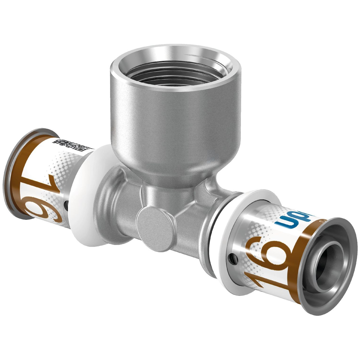 Uponor S-Press PLUS T-Stück 16mm DN15 1/2 IG Pressmuffe Messing verzinnt DVGW 1070595