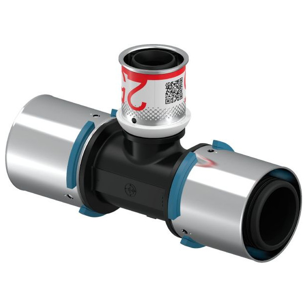 Uponor Verbundrohr Fitting S-Press T-Stueck reduziert PPSU 40-25-40 Presshuelse Pressanschlag 1039964