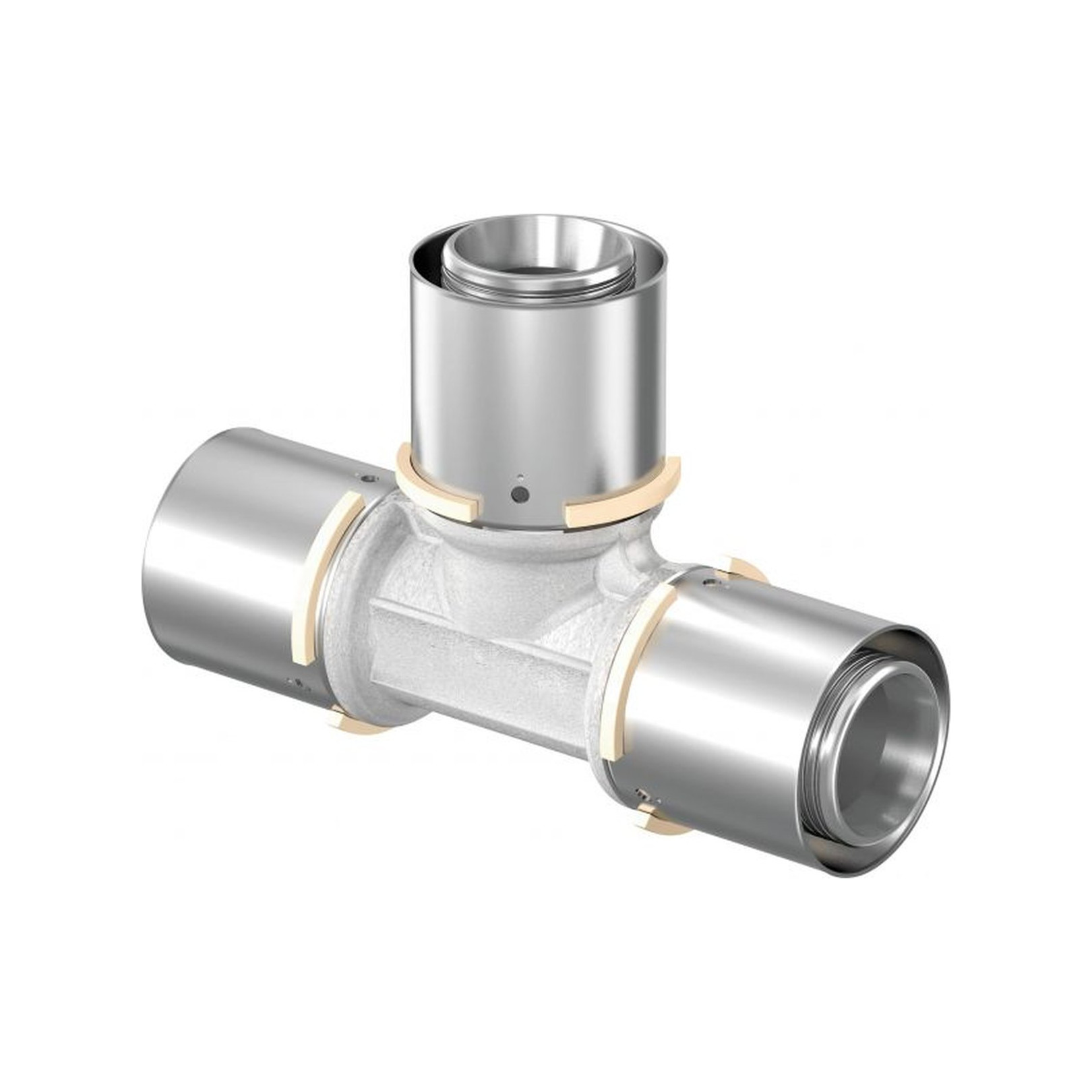 Uponor S-Press T-Stück 40 mm Pressfitting Messing verzinnt Edelstahlpresshülse DVGW 1046921