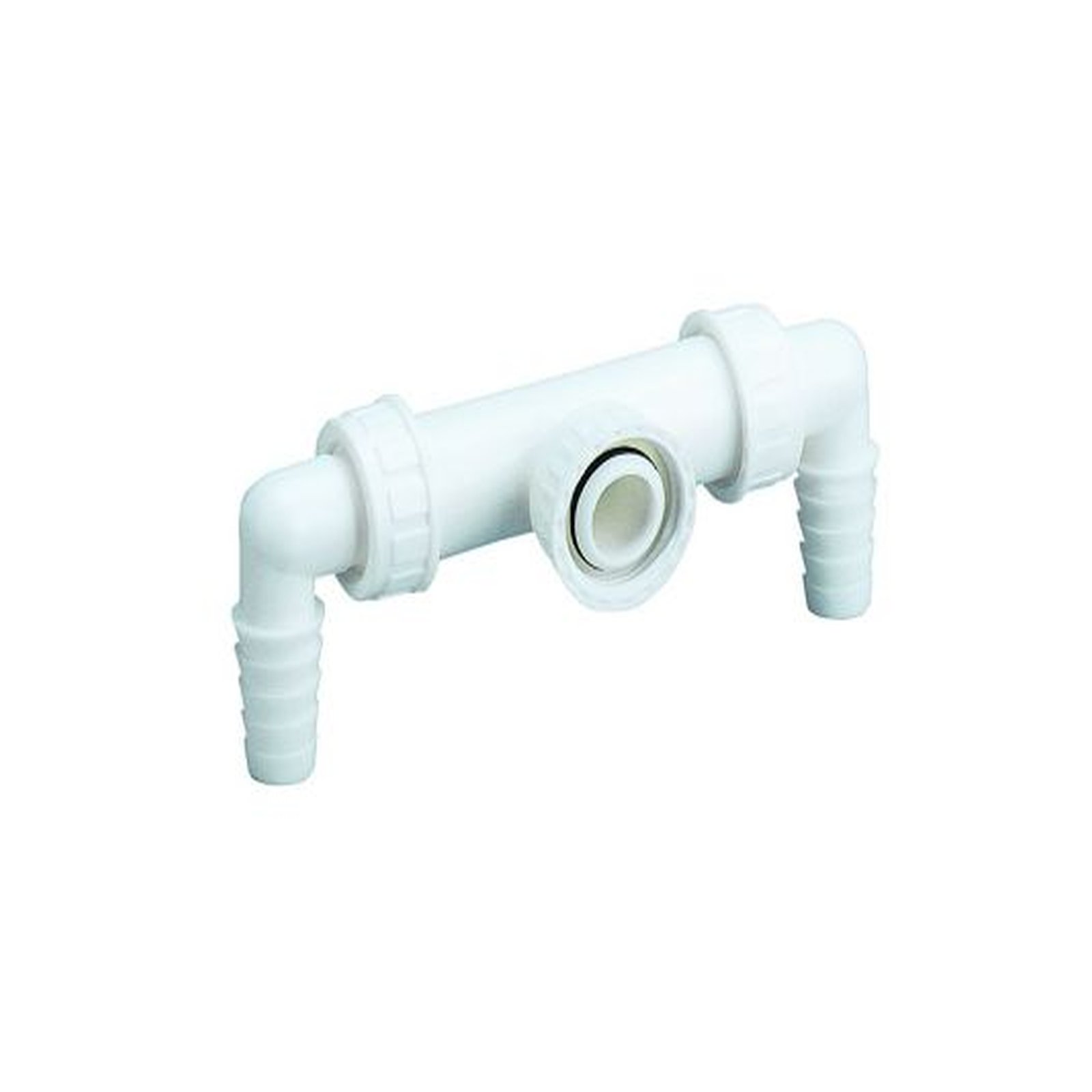 Dallmer Waschgeräte-Doppelanschluss 1 Zoll Siphon Zubehör Rückflusssicherung Winkelschlauchtüllen 140128