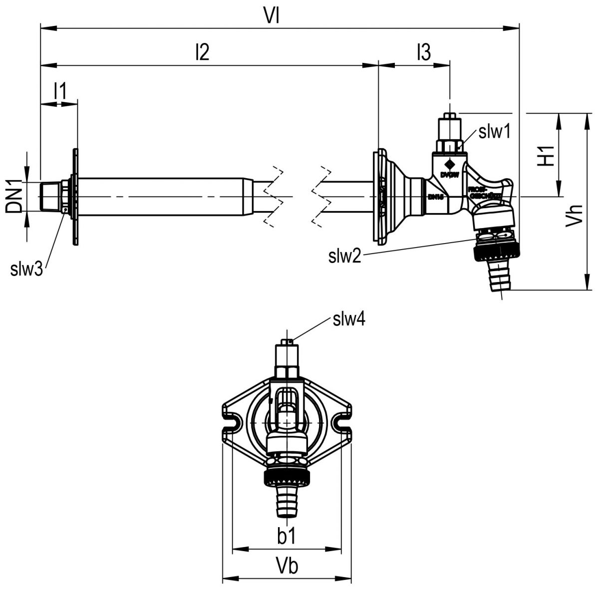 Seppelfrickeke Außenwandventil Sepp-Eis 8044 frostsicher Steckschlüsseloberteil matt-chrom DN15 Rückflussverhinderer Rohrbelüfter 0201251