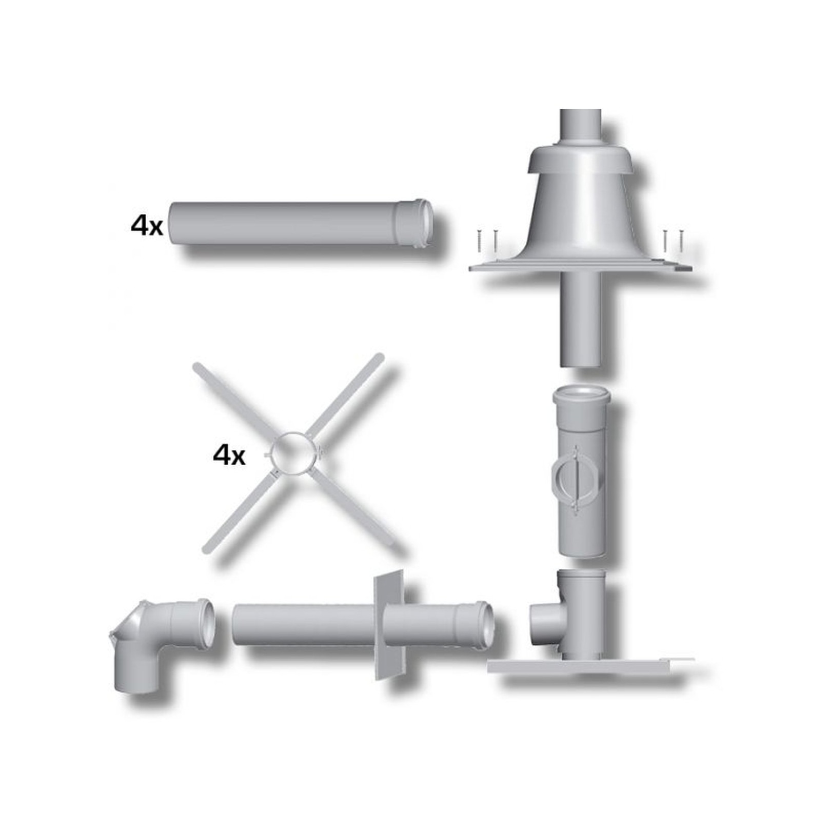 Wolf Abgasleitung Paket DN80 PP Schachteinbau Abdeckung Kunststoff 2651520Z01
