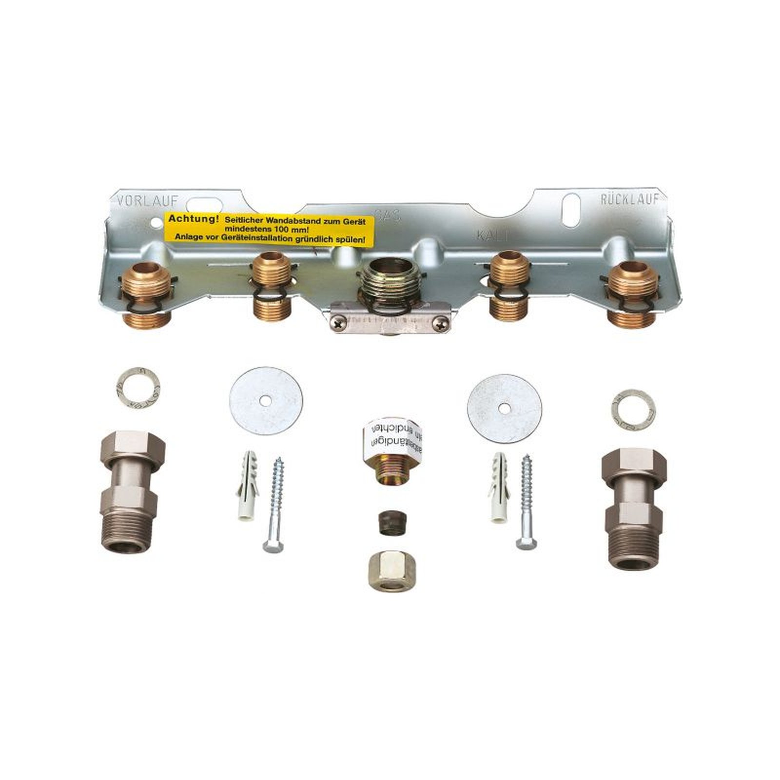 Bosch Montageanschlussplatte Nr. 269 Flüssiggas Anschlussverschraubungen Heizkreis R 3/4 Ermeto R 1/2 x 12 mm 7719000661