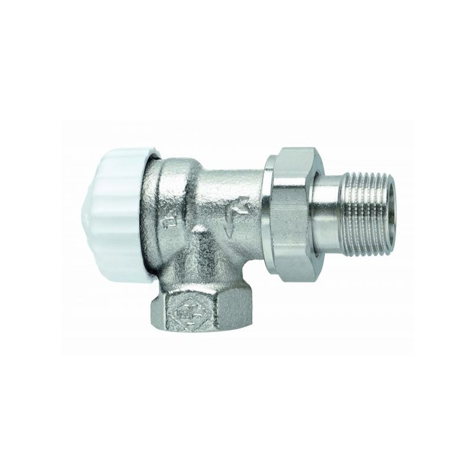 Heimeier Thermostatventil DN10 3/8 Zoll V-exact II Axialform umgekehrter Fluss vernickelt 9103-01.000