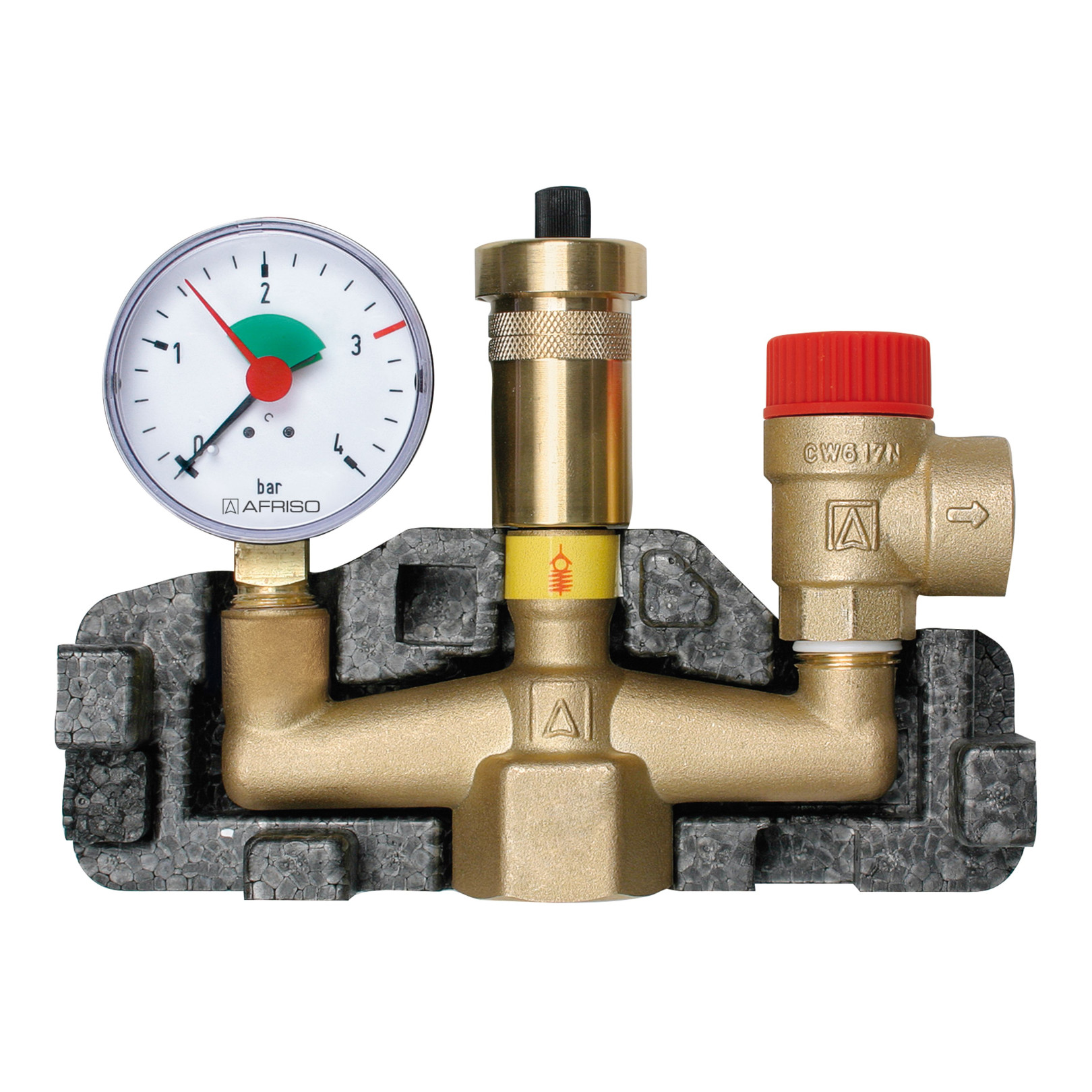Afriso Kesselsicherungsgruppe KSG 3 bar Isolierung Heizungsmanometer Schnellentlüfter 77938
