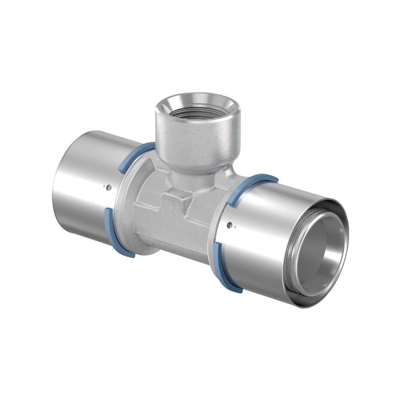 Uponor S-Press T-Stück 40 mm DN20 3/4 Zoll IG Edelstahlpresshülse Messing verzinnt 1046923