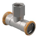 Geberit Pressfitting Mapress Therm T-Stück IG d108 Rp3-4 Edelstahl CIIR Pressindikator 41336
