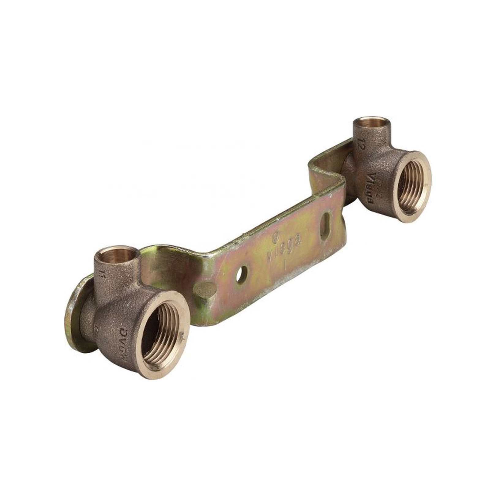 VIEGA Montageeinheit Rotguss Lötfitting gekröpft 15mmx1/2 Zoll IG GEMINI 94476.0 kurze Winkel Halterung 101091