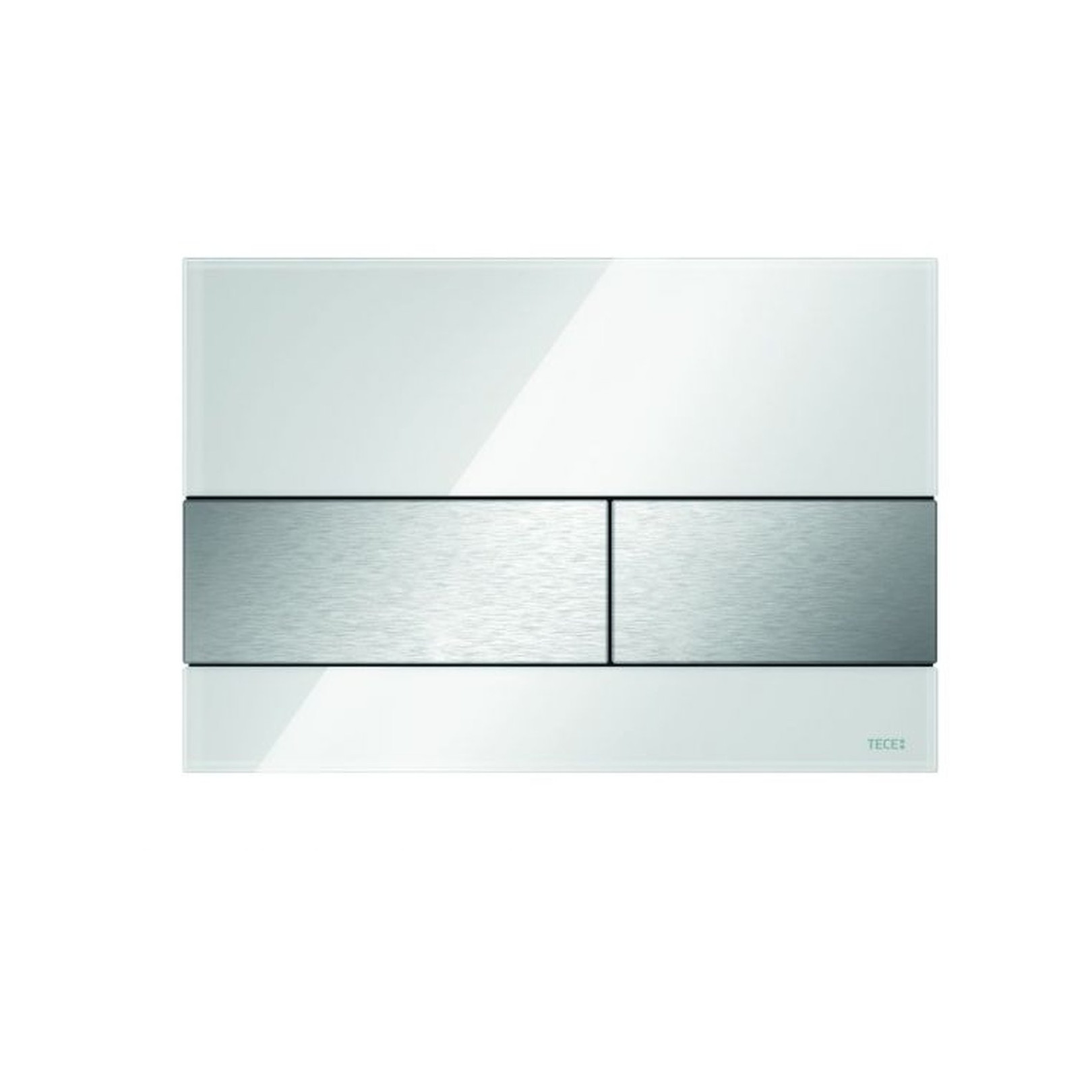 TECE Betätigungsplatte TECEsquare Glas weiß glänzend Tasten Edelstahl gebürstet Zweimengentechnik 9240801
