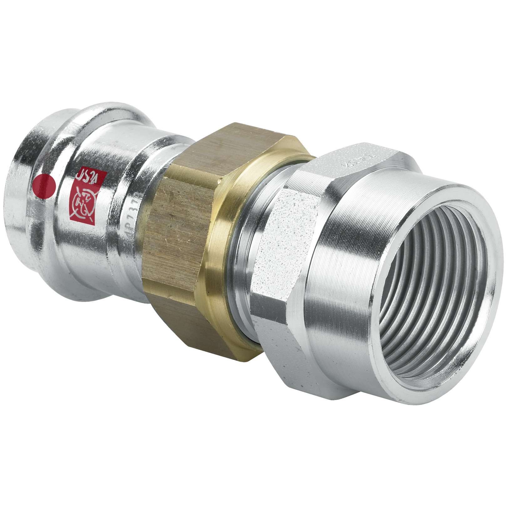 Viega Verschraubung PRESTABO 1162 18x1-2 IG flachdichtend C-Stahl verzinkt SC-Contur 643454