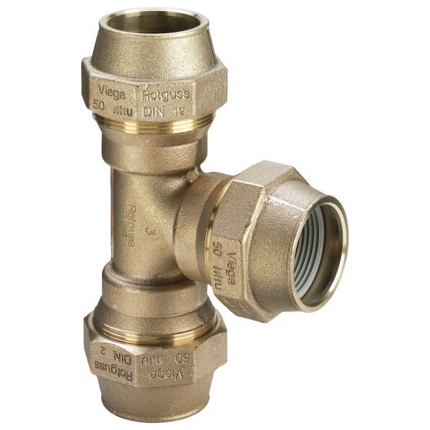VIEGA T-Stueck 9051 277932 Rotguss 50mm gleichseitig Mehrkant Form-Verbindungsstueck 4015211277932
