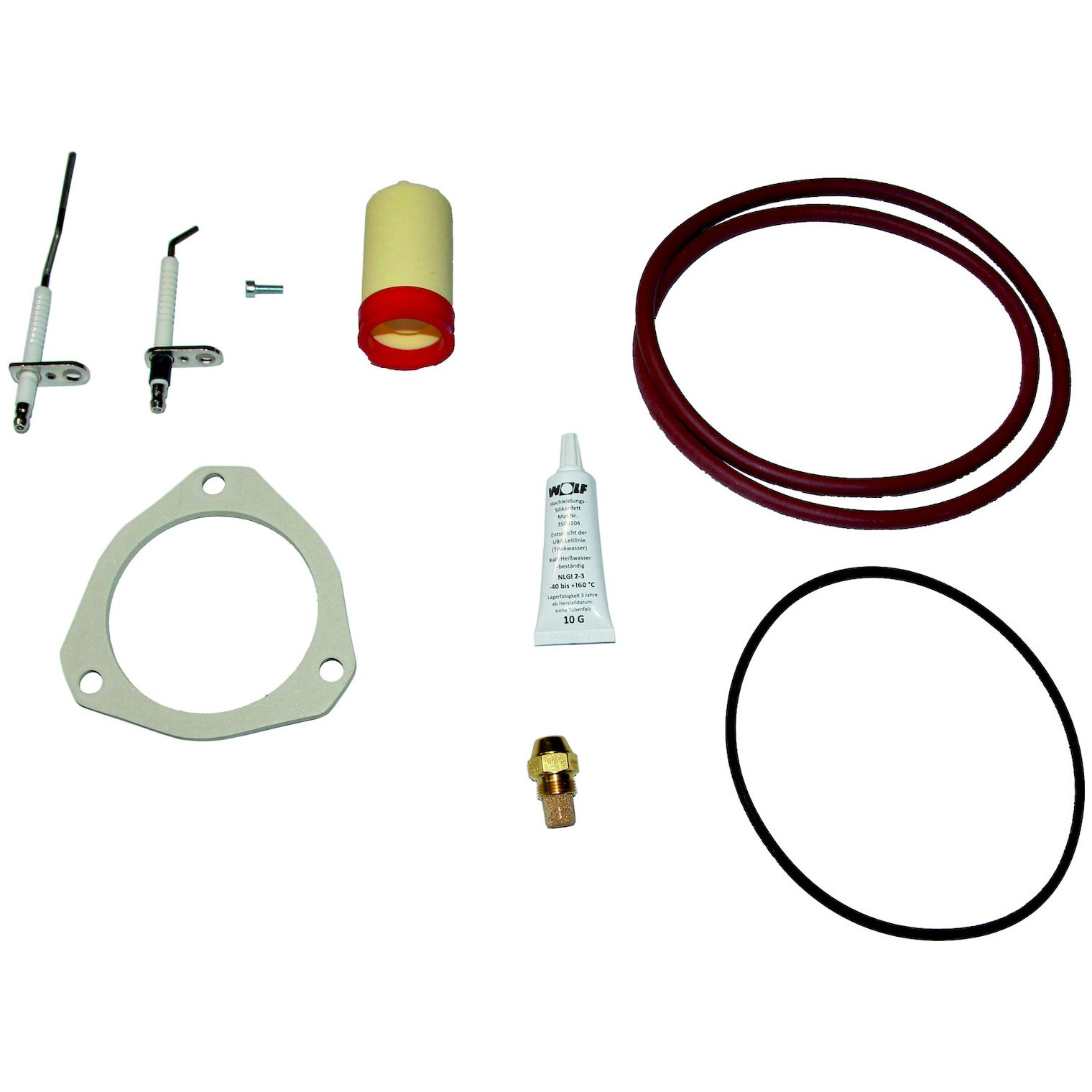 WOLF Wartungsset COB-2-20 Ölbrennwertkessel Zündelektrode Öldüse O-Ringe Silikonfett 8908624