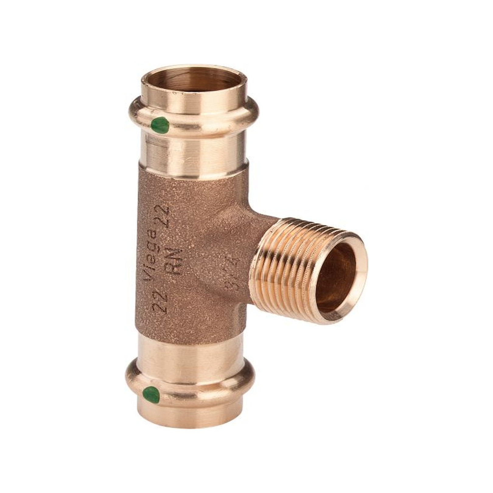 Viega Pressfitting Sanpress 2217.1 T-Stück 54x3/4AGx54mm SC-Contur Rotguss Siliziumbronze 197858
