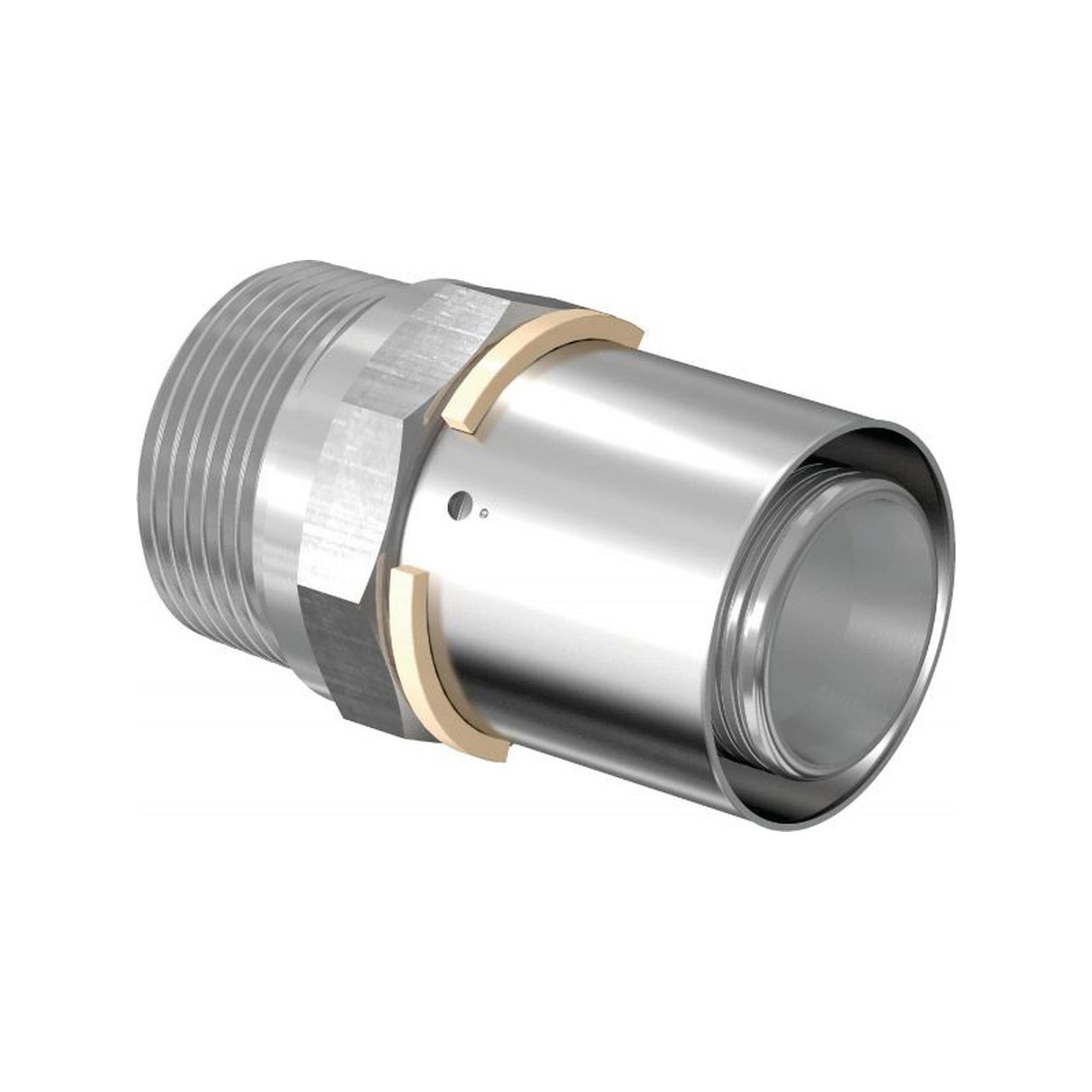 Uponor S-Press Übergangsnippel 40 mm DN32 1 1/4 Zoll AG Pressmuffe Messing verzinnt Edelstahlpresshülse 1046901