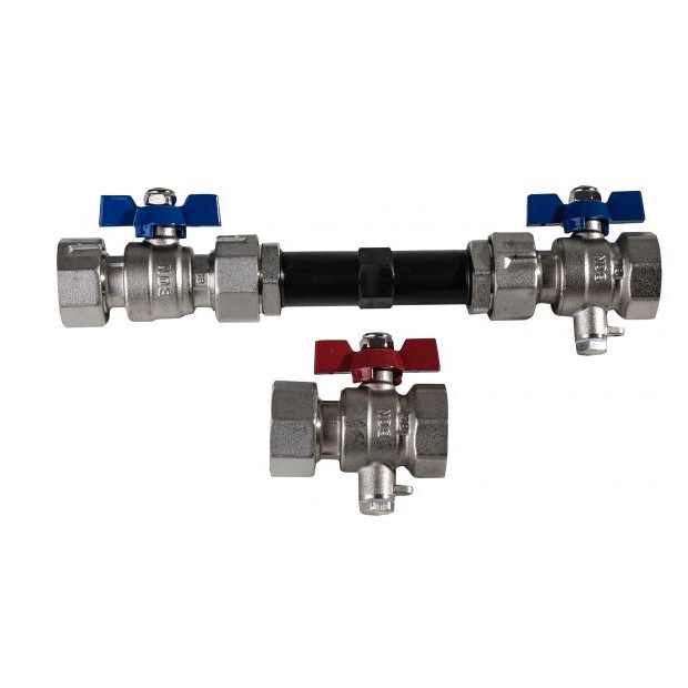 Wärmemengenzähler Einbauset 1'' horizontal Zähler 3/4" 110 mm + 1" 130 mm