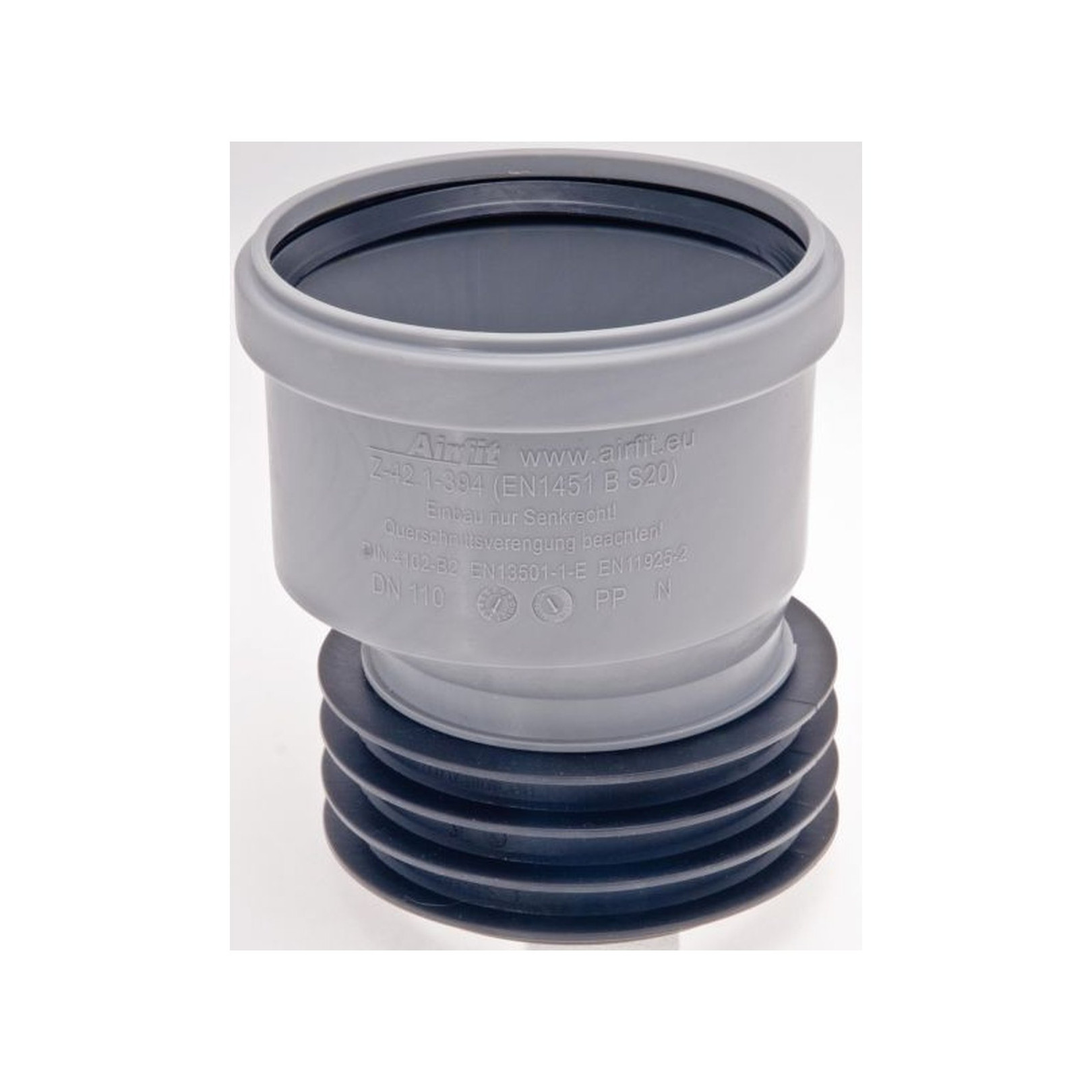 Airfit Steckmuffe PP DN110x110 exzentrisch EPDM Dichtung DIN EN 681 geprüft 111110S