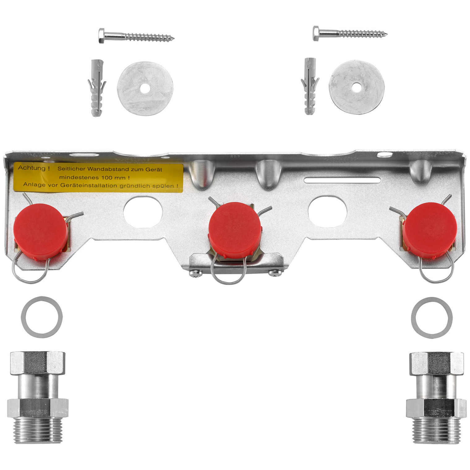 Bosch Montageanschlussplatte Erdgas Nr. 759 GC9800i W Heizungsbauergeräte 20–50 kW Anschlussverschraubungen Heizkreis R 1 Gasanschluss R 3/4 7719001771