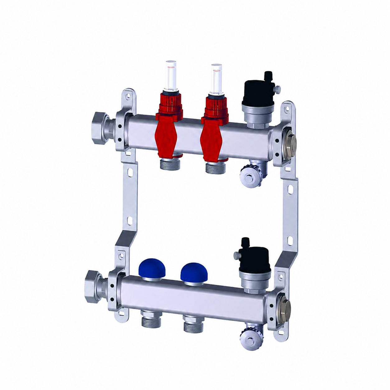 Purmo Verteiler Premium line 2 Kr Heizkreisverteiler Edelstahl Durchflussmengenmesser FBWMSST0240142P