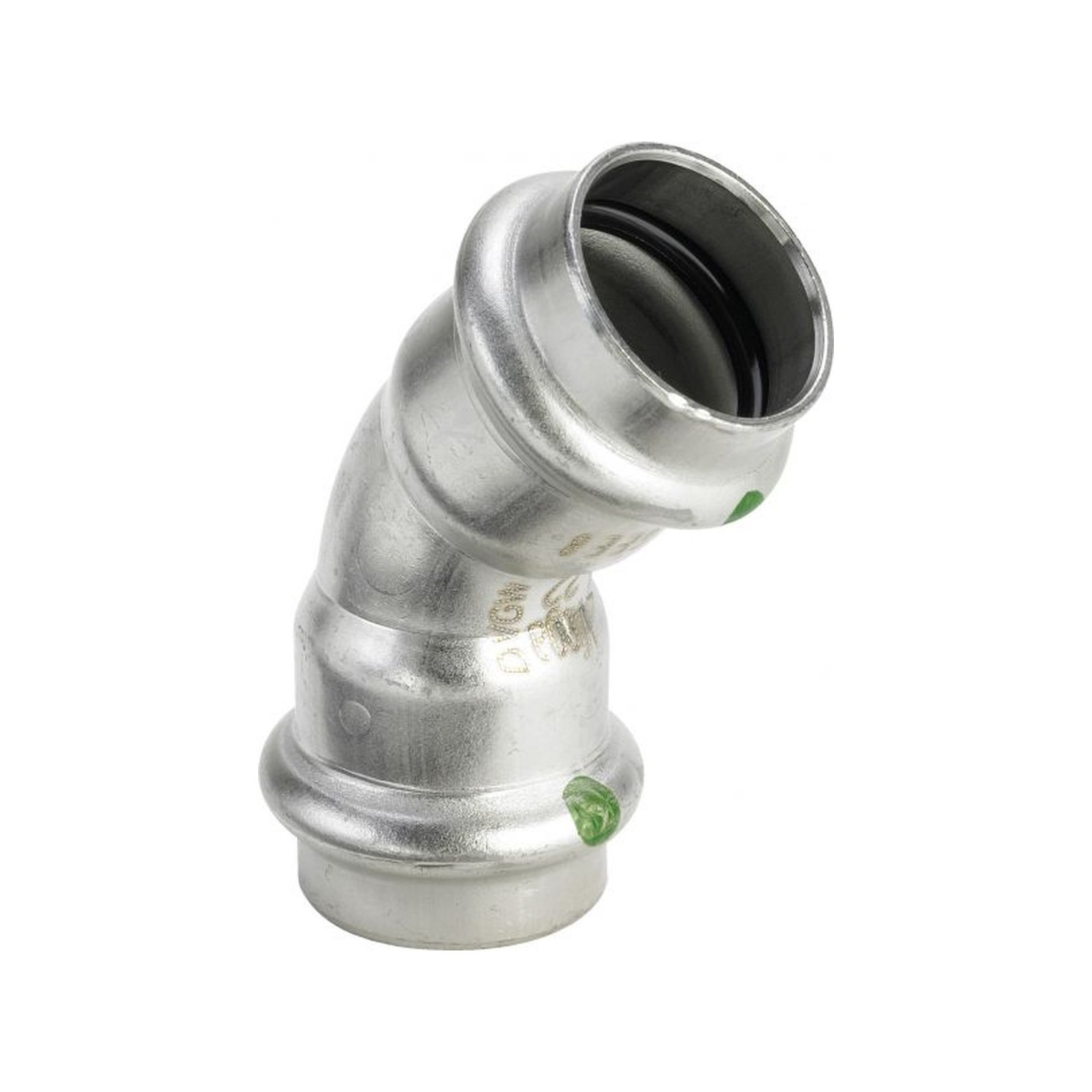 Viega Sanpress Inox Bogen 28mm 45Grad Stahl nichtrostend SC-Contur EPDM Dichtelement 435806