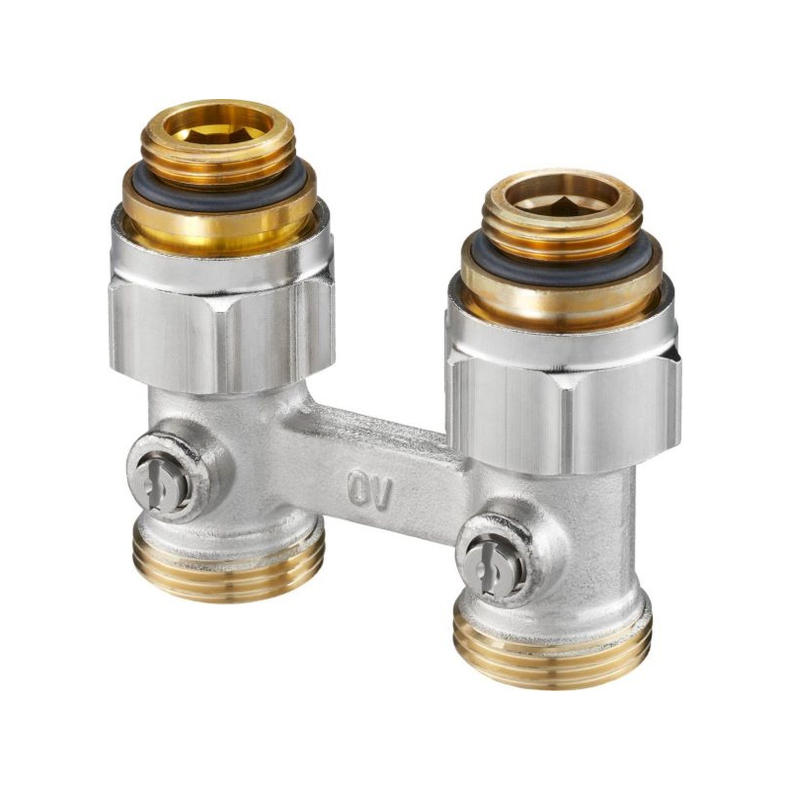 Oventrop Absperrverschraubung ZB Multiflex F 1/2 AGx3/4 AG Messing vernickelt selbstdichtend 1015883