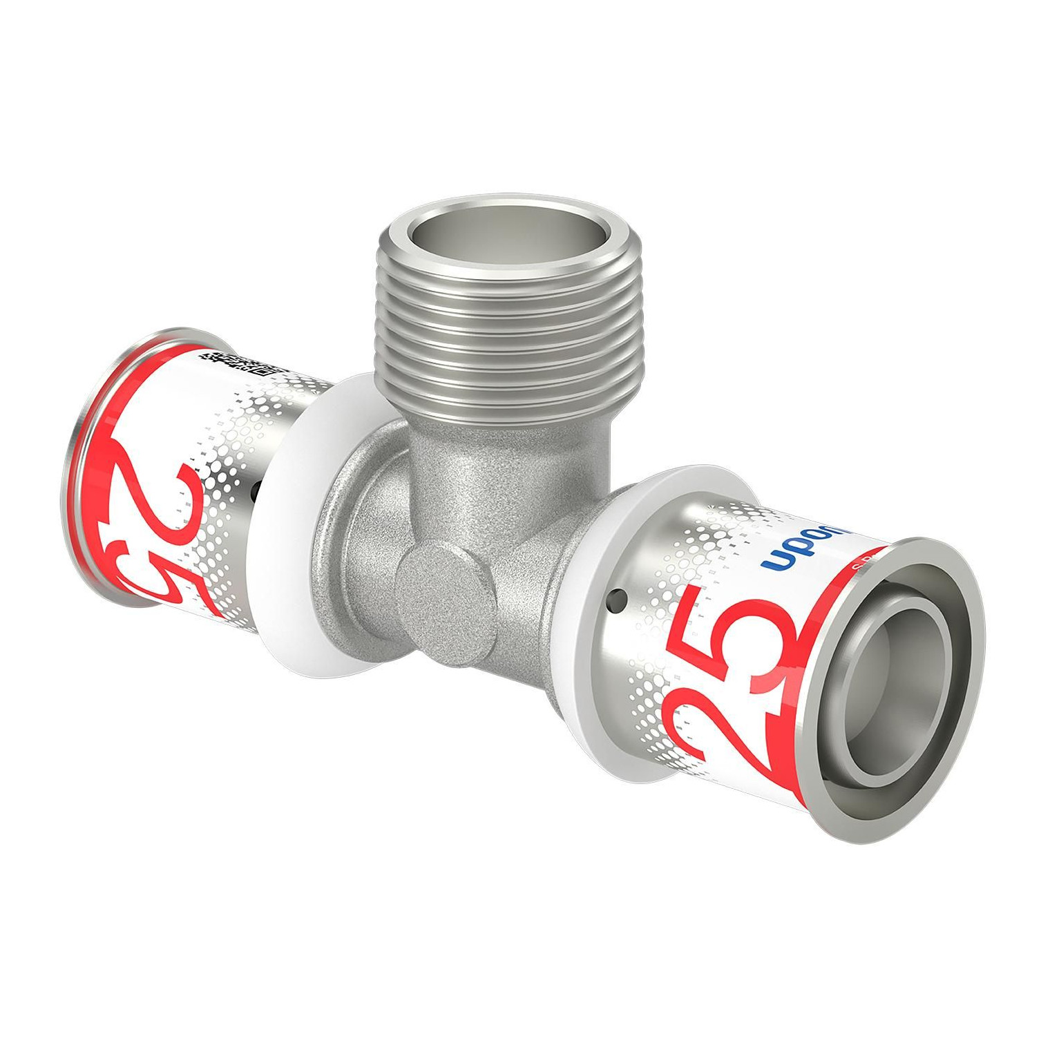 Uponor Fitting S-Press PLUS T-Stück 25-R3-4MT-25 Edelstahl Presshülse Aussengewinde 1070593