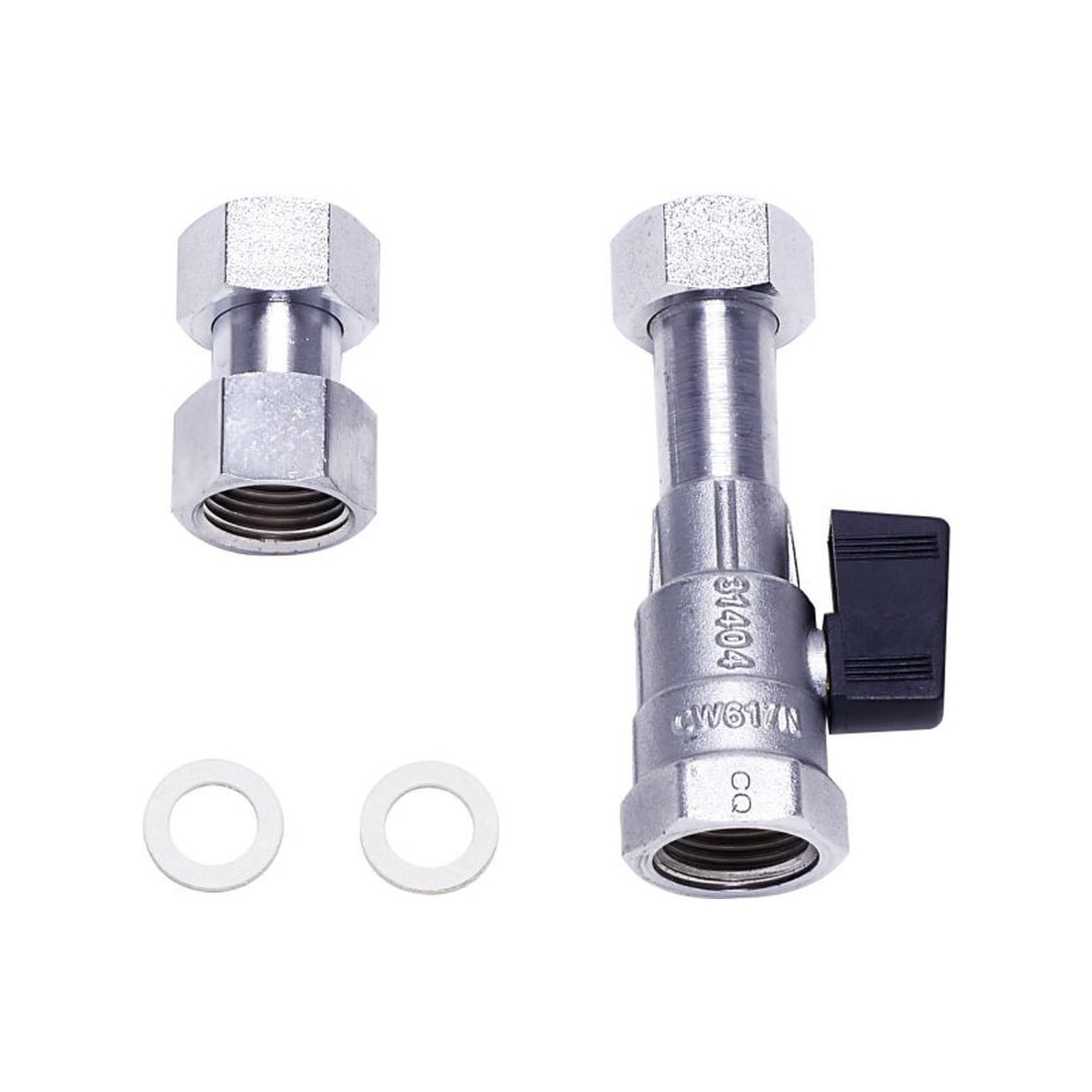 Bosch Warmwasseranschluss-Set Nr. 240 1/2 Zoll Aufputzmontage Messing vernickelt Kaltwasserabsperrhahn 7738112208