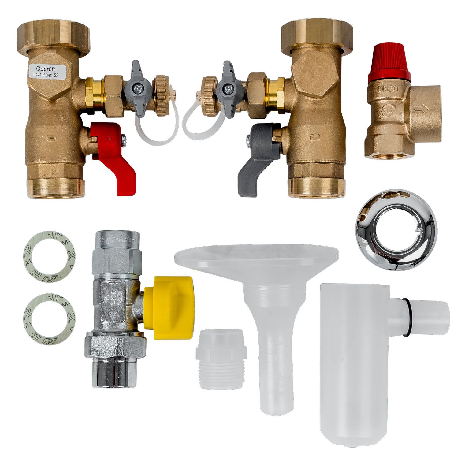 WOLF Anschluss-Set Aufputz CGB-2-38/55 Heizkreis Gaskugelhahn Sicherheitsventil Ablauftrichter 8616330