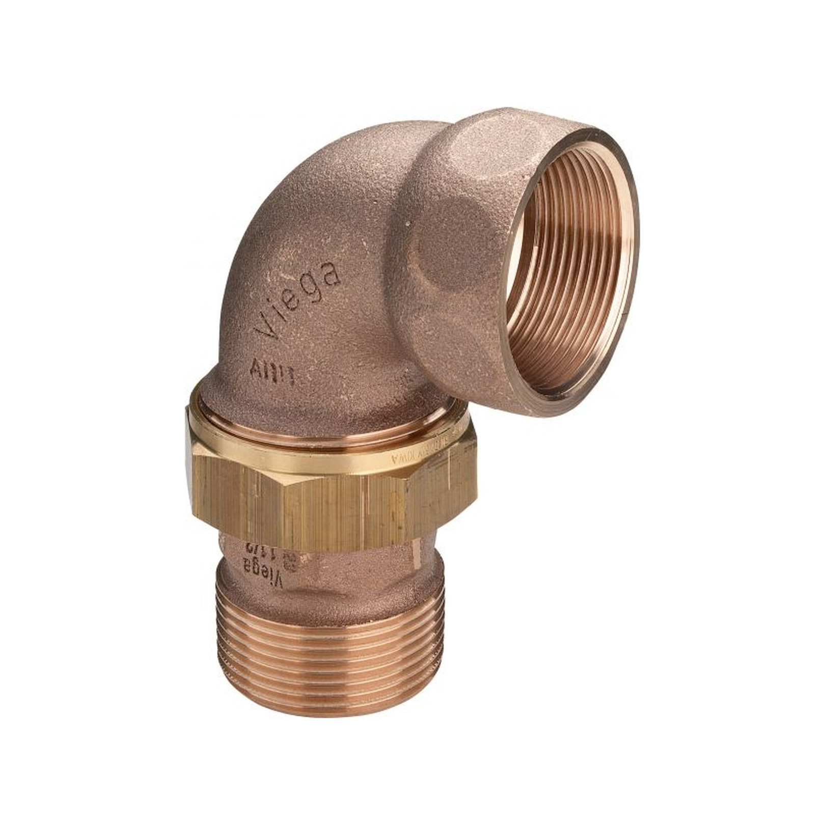 VIEGA Rotguss Gewindefitting Verschraubung 3088 90Grad DN25 1 Zoll IGxAG flachdichtend DVGW 348687