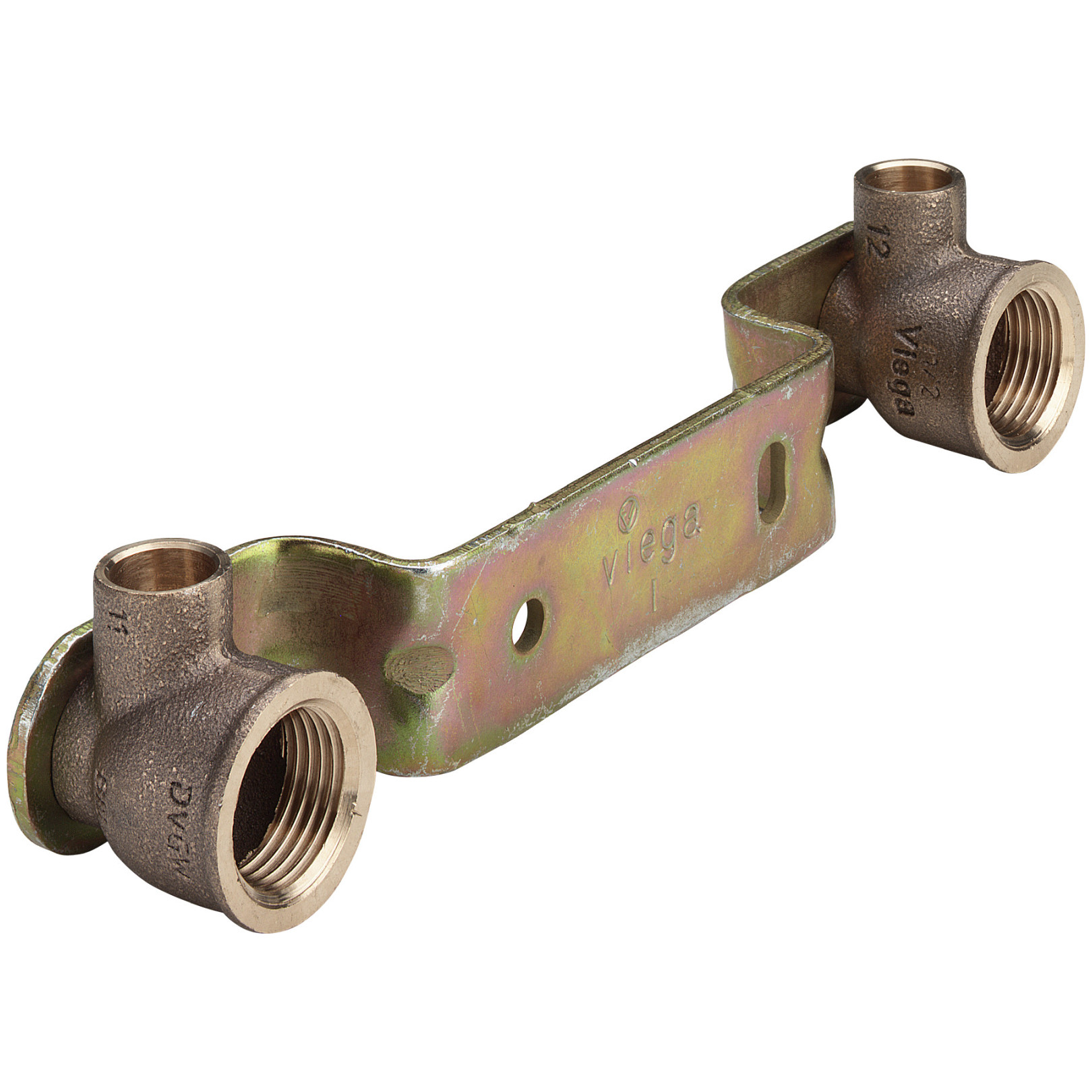 Viega Montageeinheit Rotguss Lötfitting gekröpft 15mmx1/2 Zoll IG GEMINI 94476.0 kurze Winkel Halterung 101091
