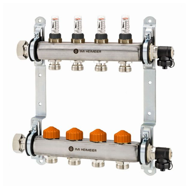 IMI Hydronic Fussbodenheizungsverteiler Dynacon Eclipse 5 Heizkreise Edelstahl Durchflussregler 9340-05.800