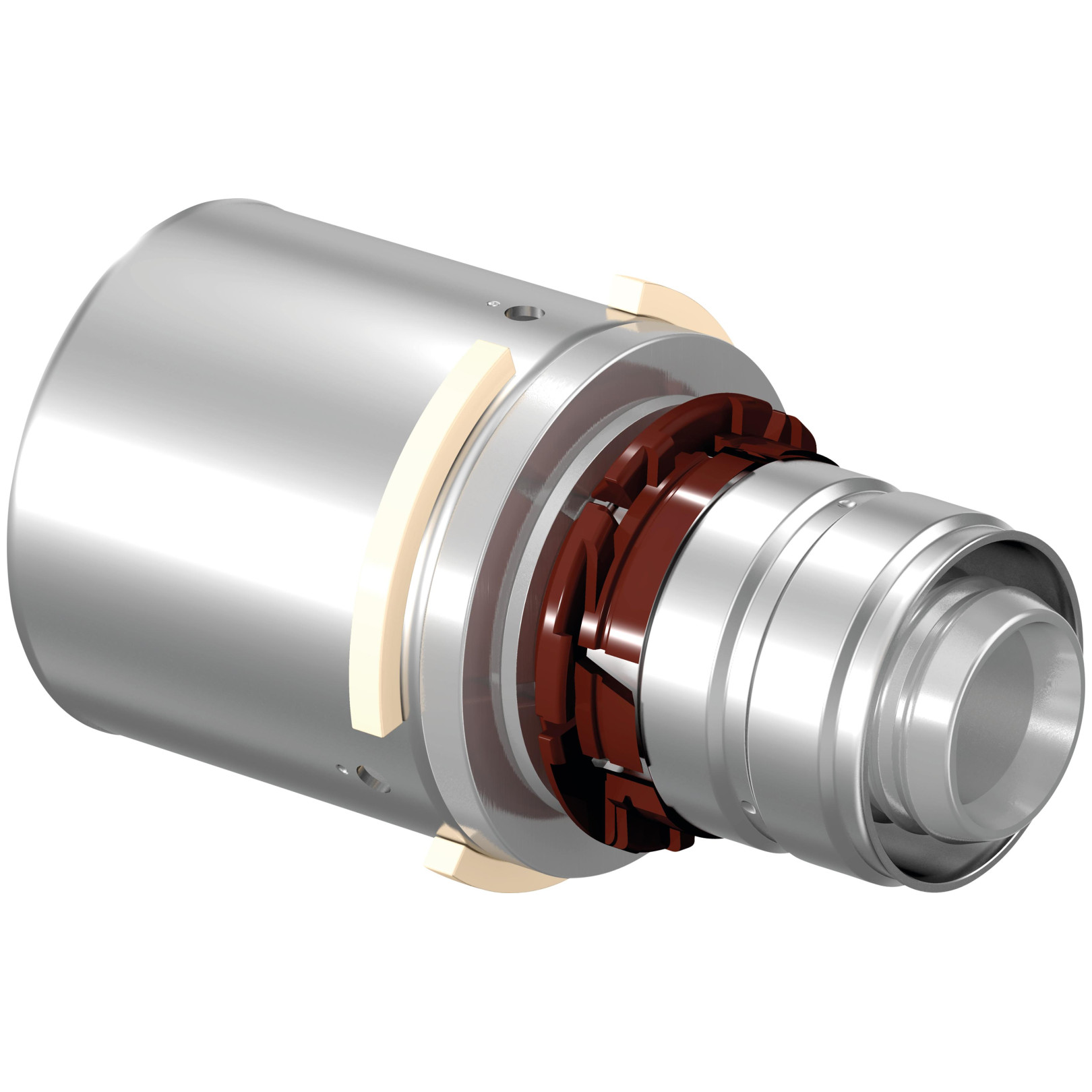 Uponor S-Press Kupplung reduziert Pressmuffe 40 mm 25 mm Messing verzinnt Edelstahlpresshülse EPDM Dichtung 1046930