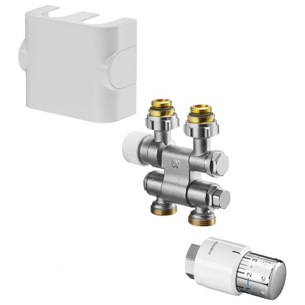 Oventrop Anschluss-Set Badheizkörper Multiblock TFU Uni SH schwenkbar weiss 1-2IGx3-4AG 1184135