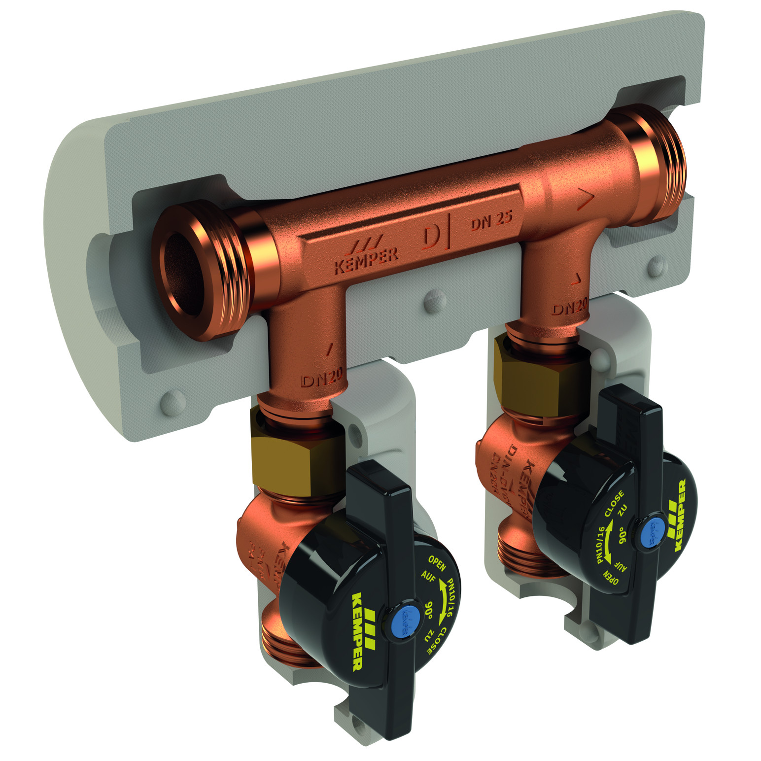 Kemper KHS Venturi-Strömungsteiler-Gruppe dynamisch DN40 Abgang DN25 VAV DN25 6500204000