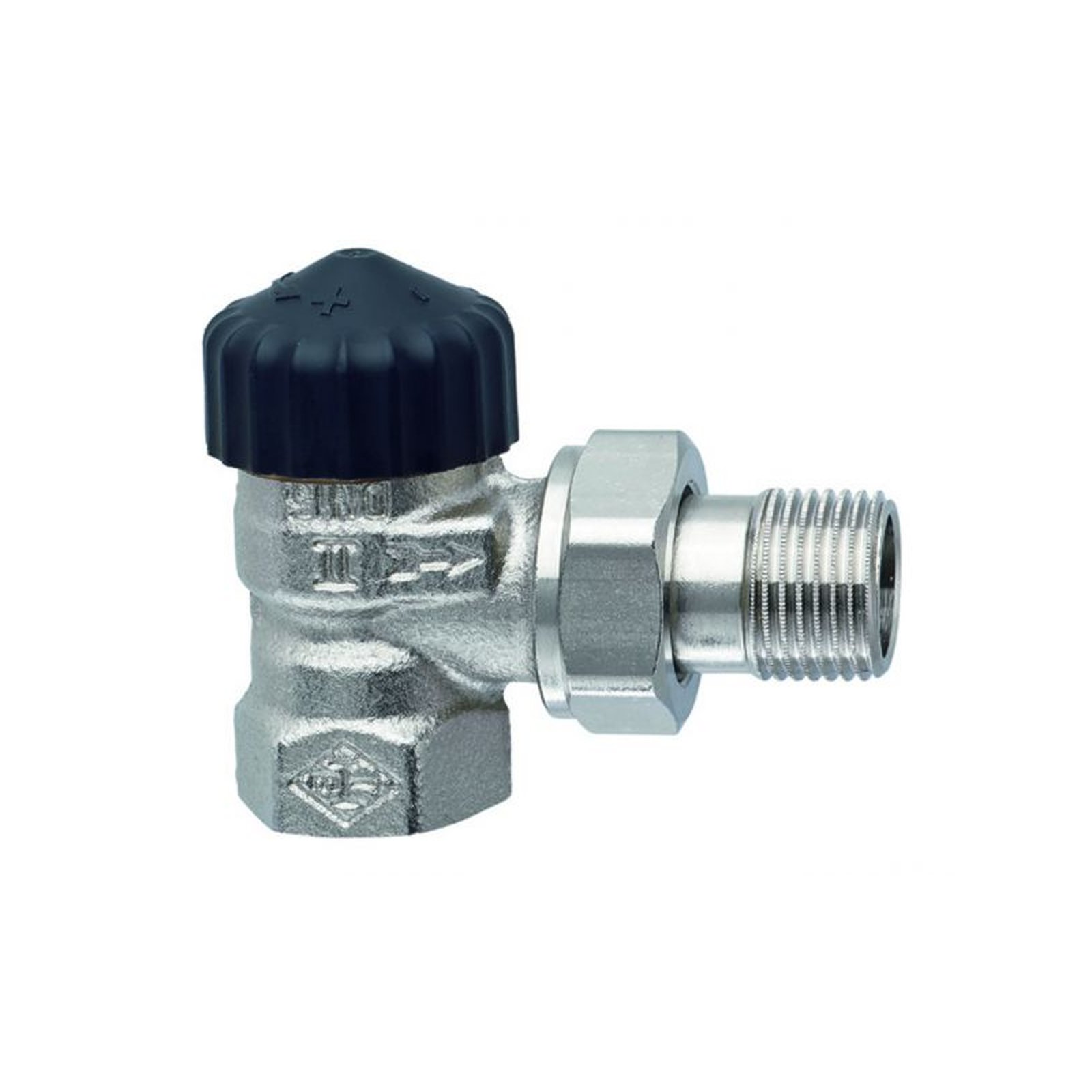 Heimeier Thermostatventil DN25 1 Zoll Eckform Rotguss vernickelt Innengewinde 2201-04.000