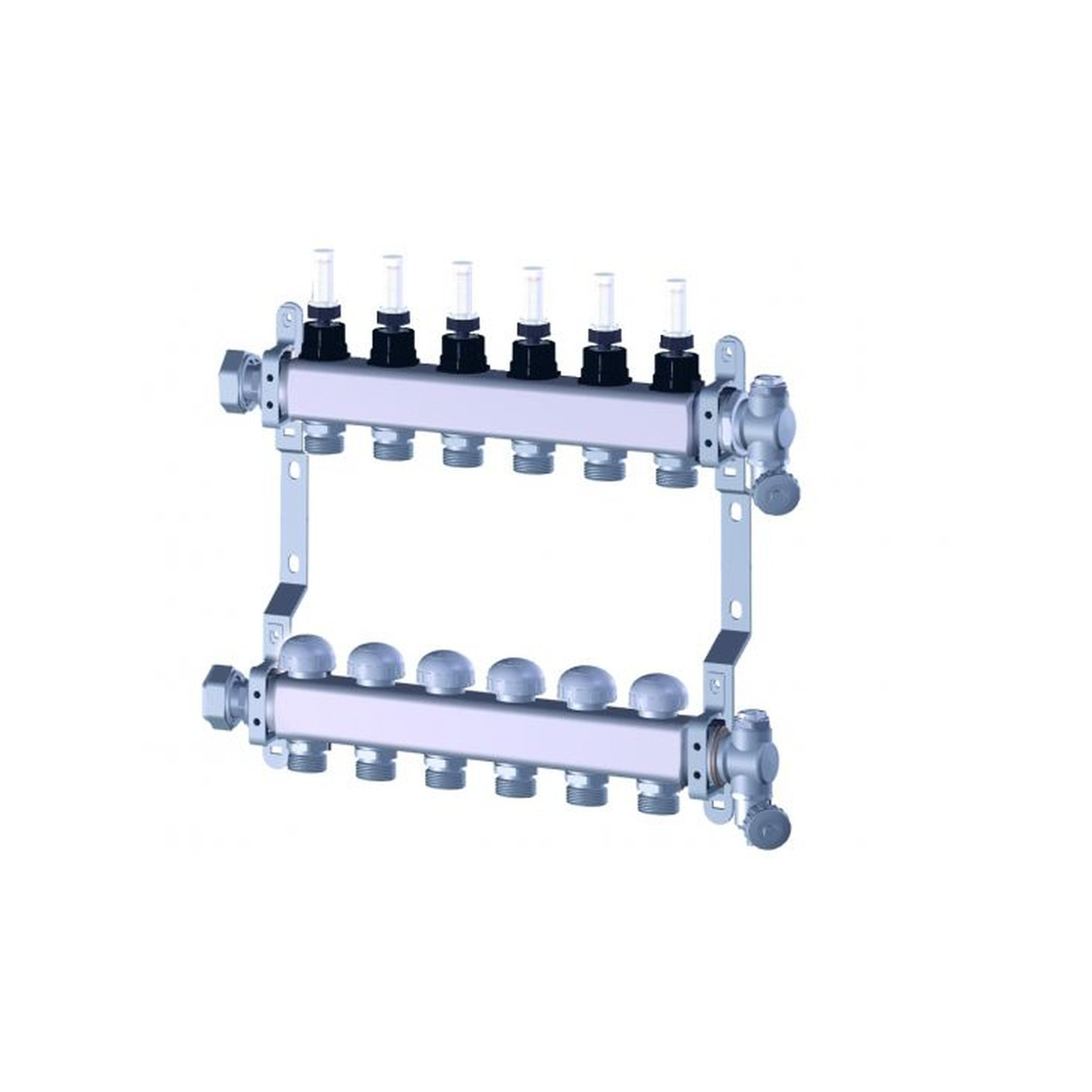 Purmo Objekt line FBWMSST0440125P Heizkreisverteiler Edelstahl 4 Kreise Durchflussmengenmesser